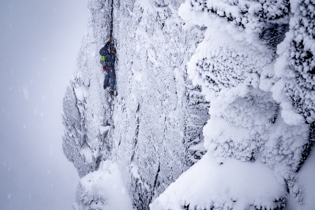 Mike Pescod climbing Babylon on Ben Nevis