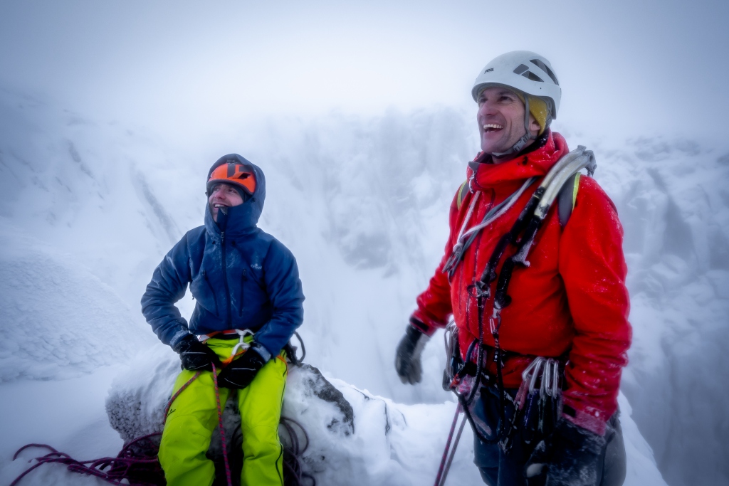 Willis Morris and Mike Pescod on top of Babylon, Ben Nevis