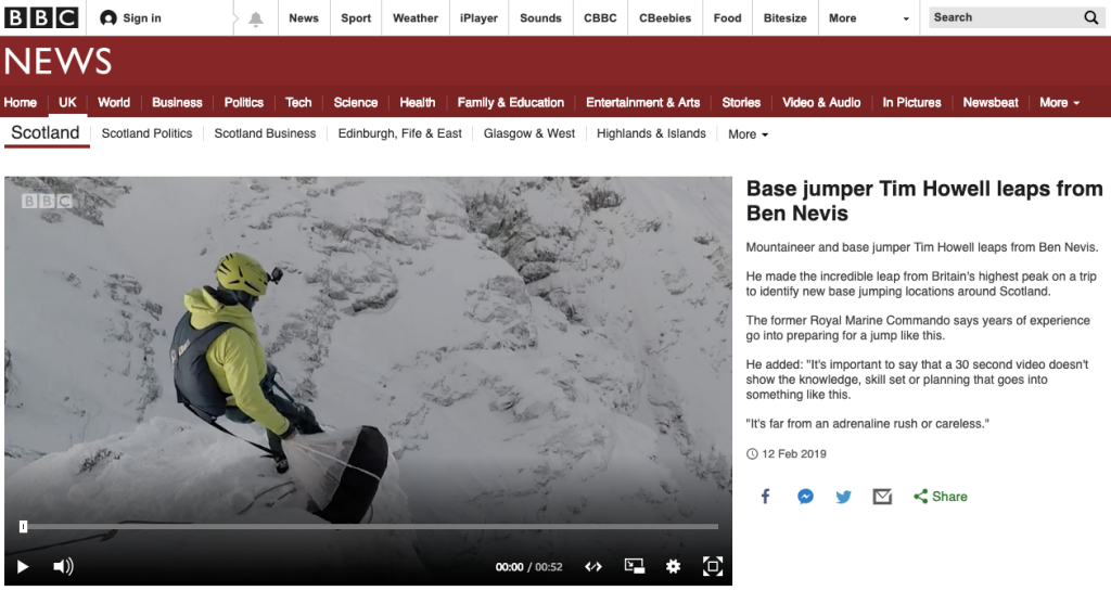 Base jumping on the BBC