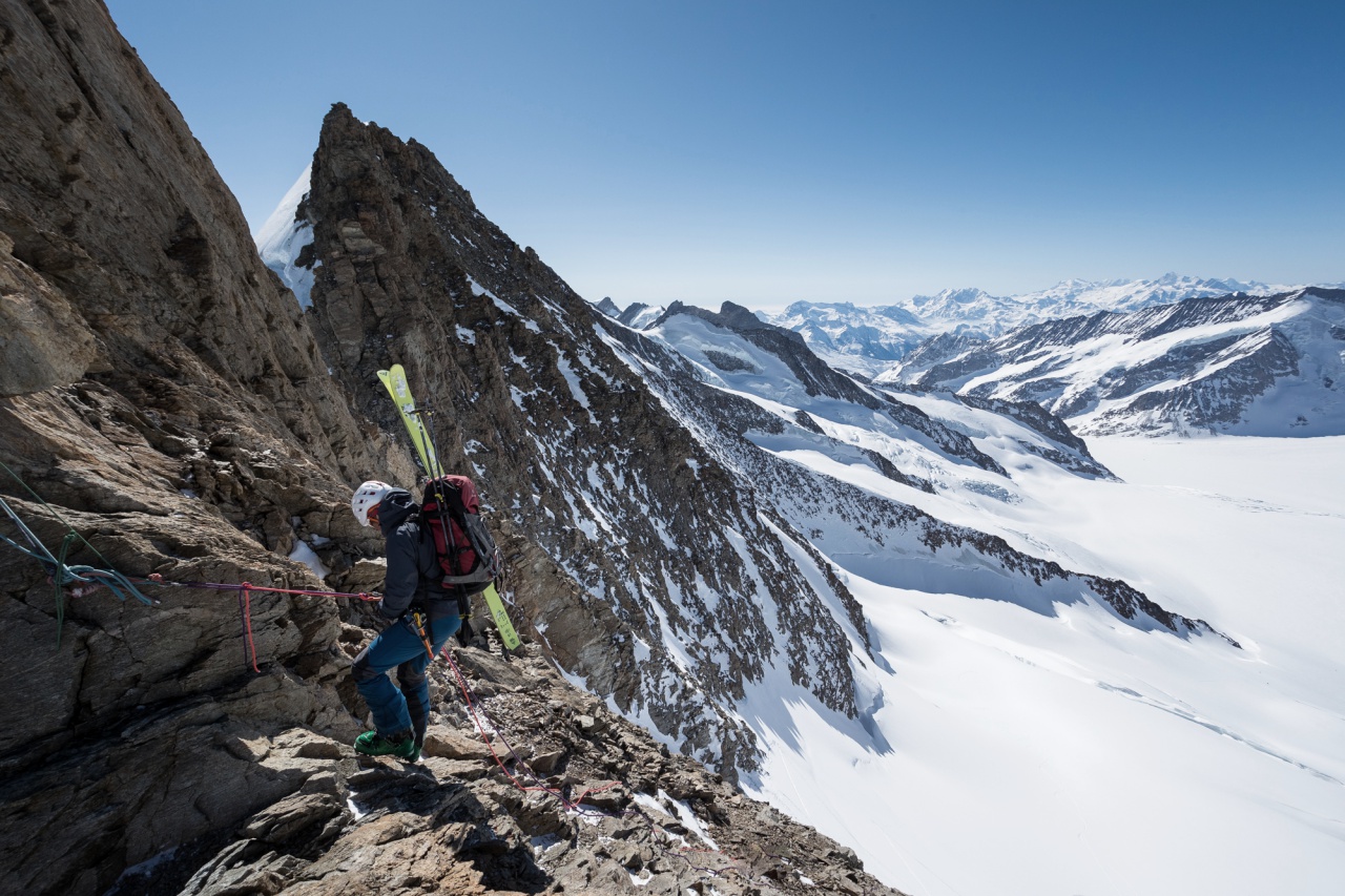 Rappelling into the Fieschersattel