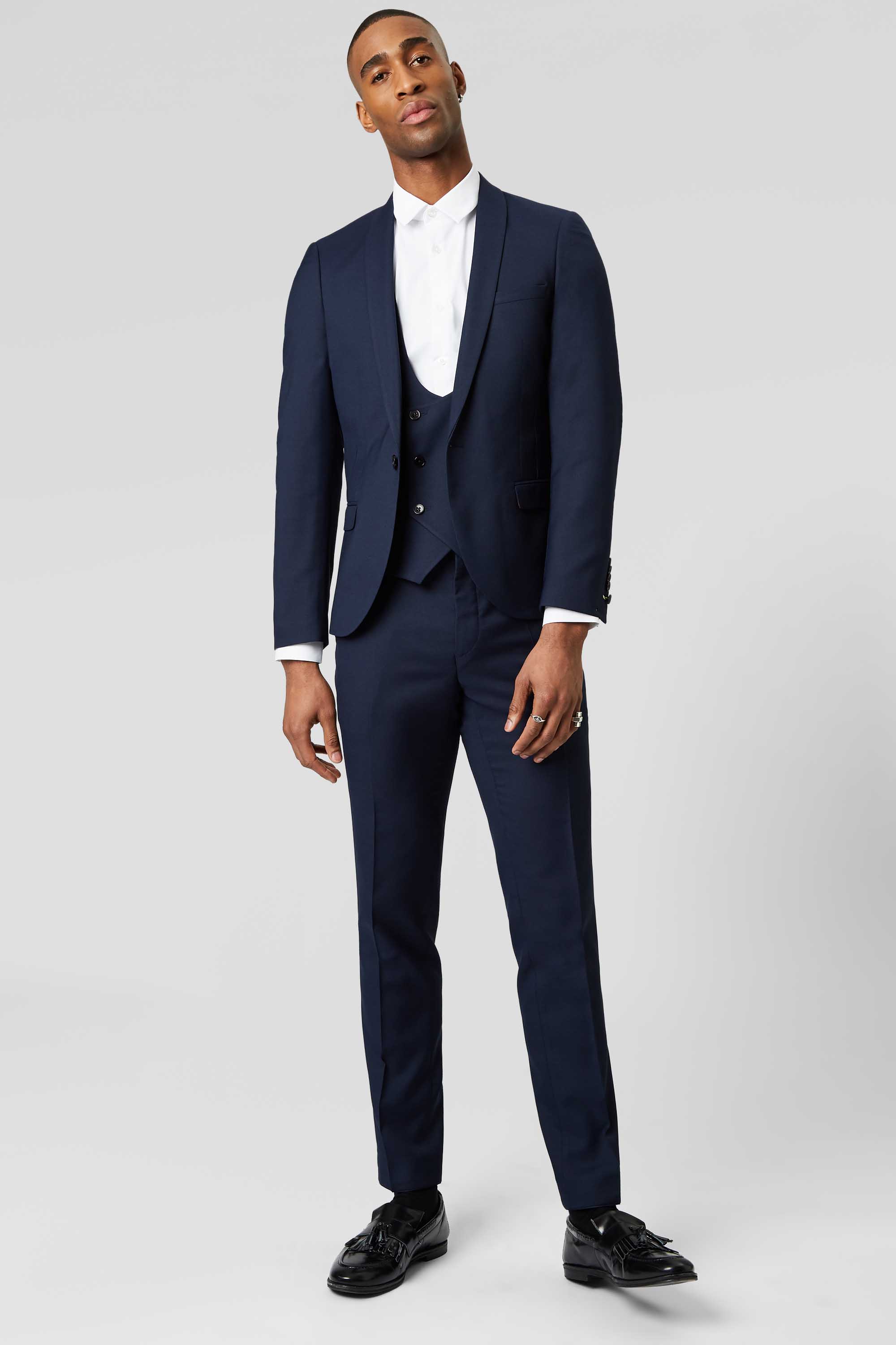 HEMMINGWAY SKINNY FIT SUIT JACKET IN NAVY - NEW ELLROY